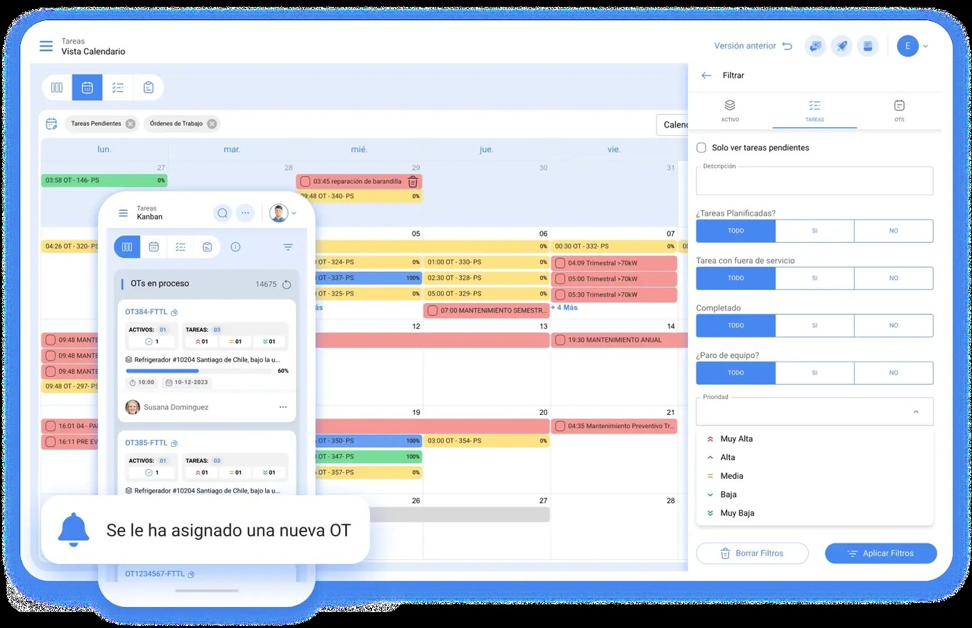 Agenda y planificación de órdenes de trabajo